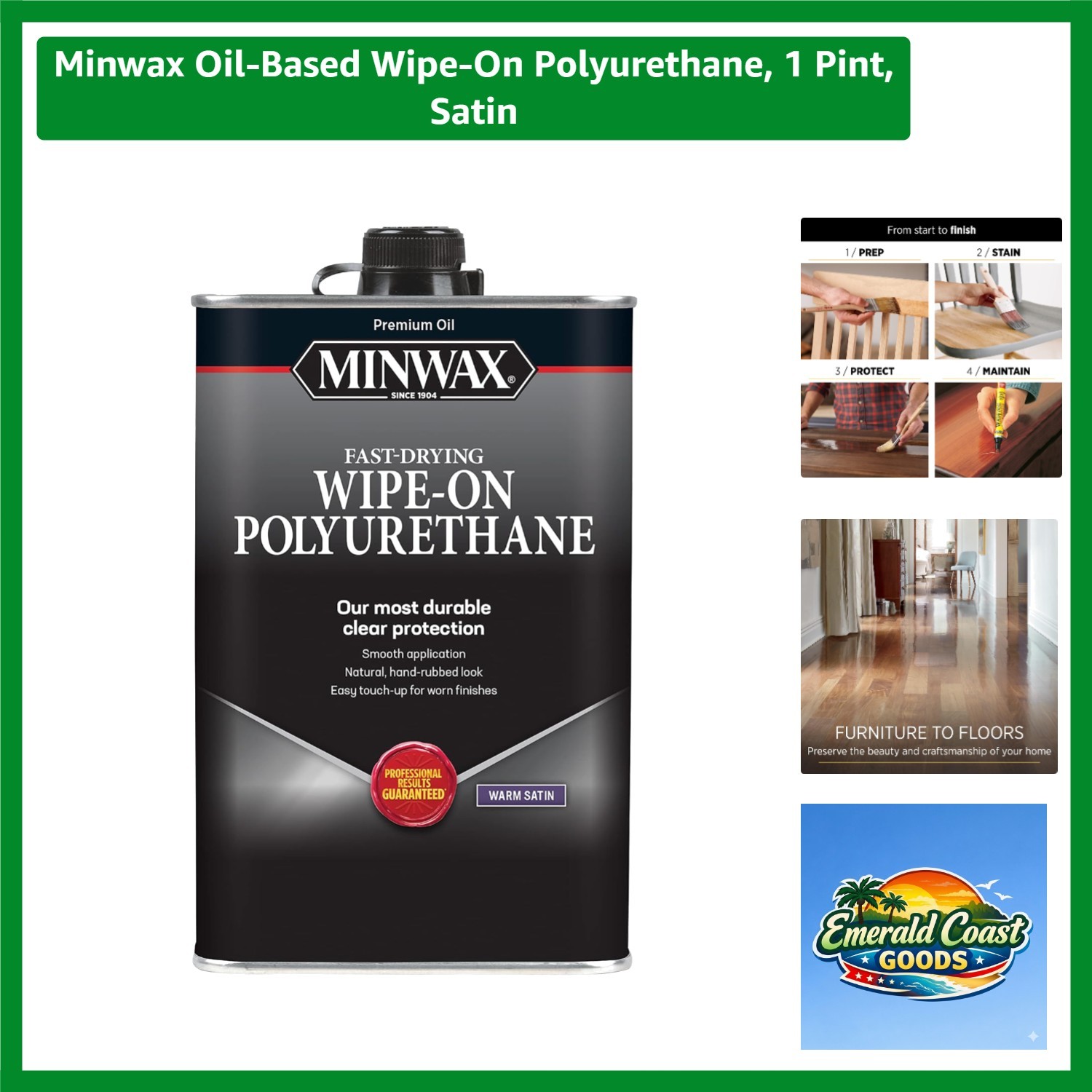 Oil-Based Wipe-On Polyurethane, 1 Pint, Satin