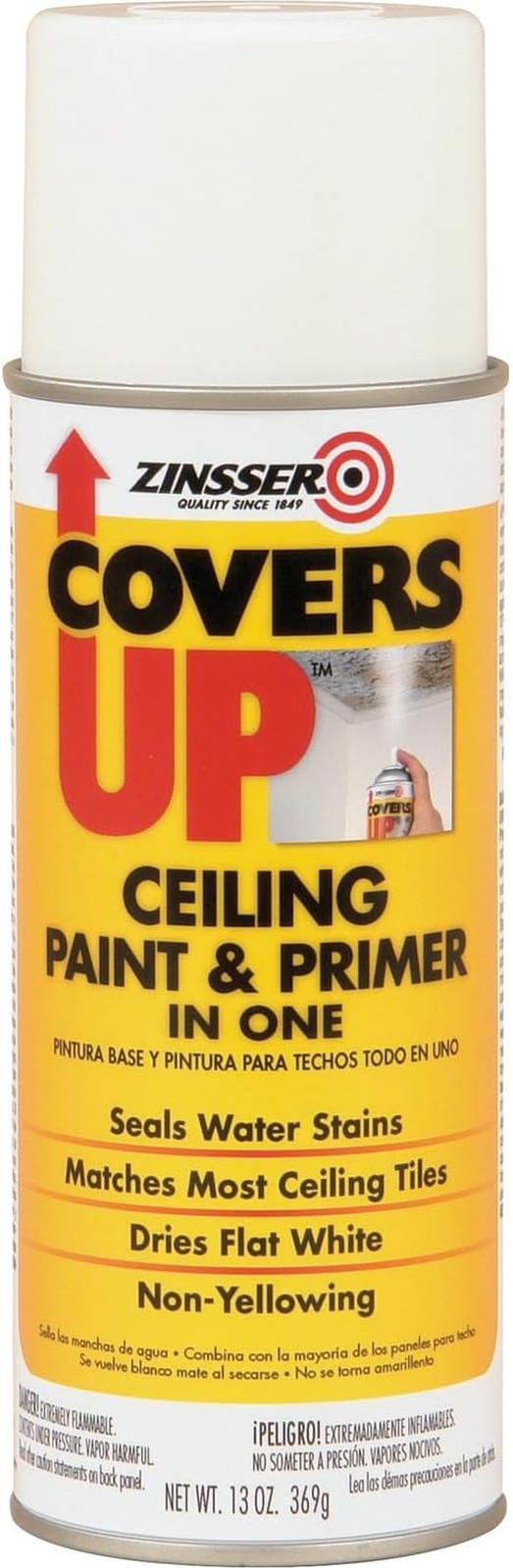 Ceiling Paint Aerosol Spray White Stain Sealing Interior Home Repair