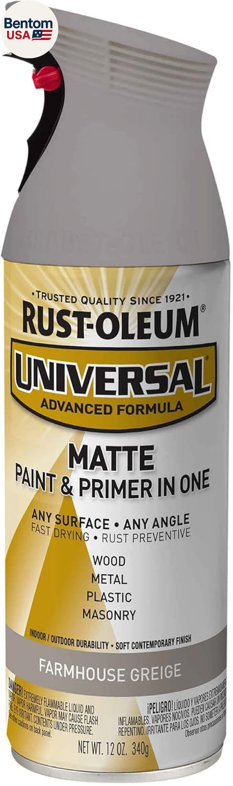 376724 Universal All Surface Spray Paint, 12 Oz, Matte Farmhouse Greige
