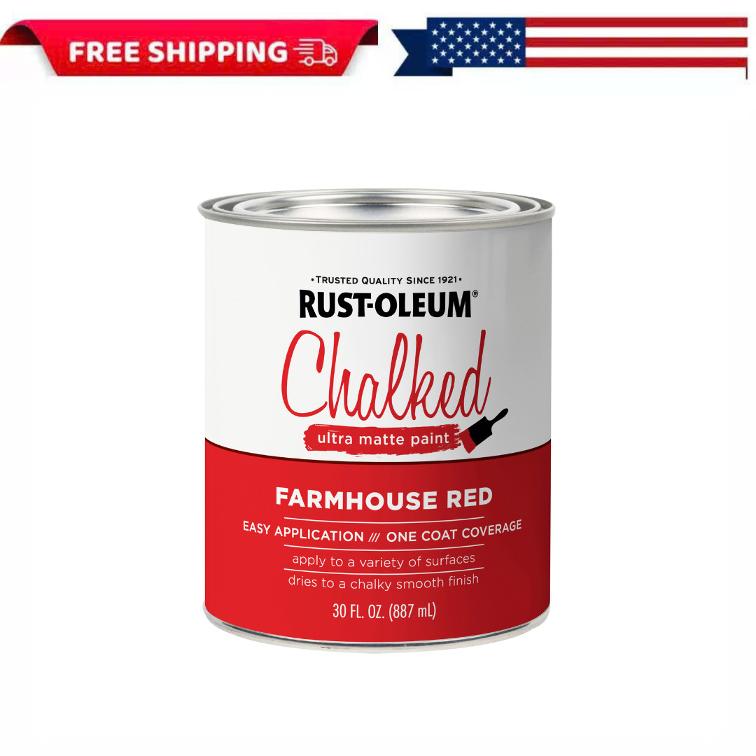 2 PK Rust-Oleum Chalked Ultra Matte Interior Paint, Farmhouse Red, 30oz Quart