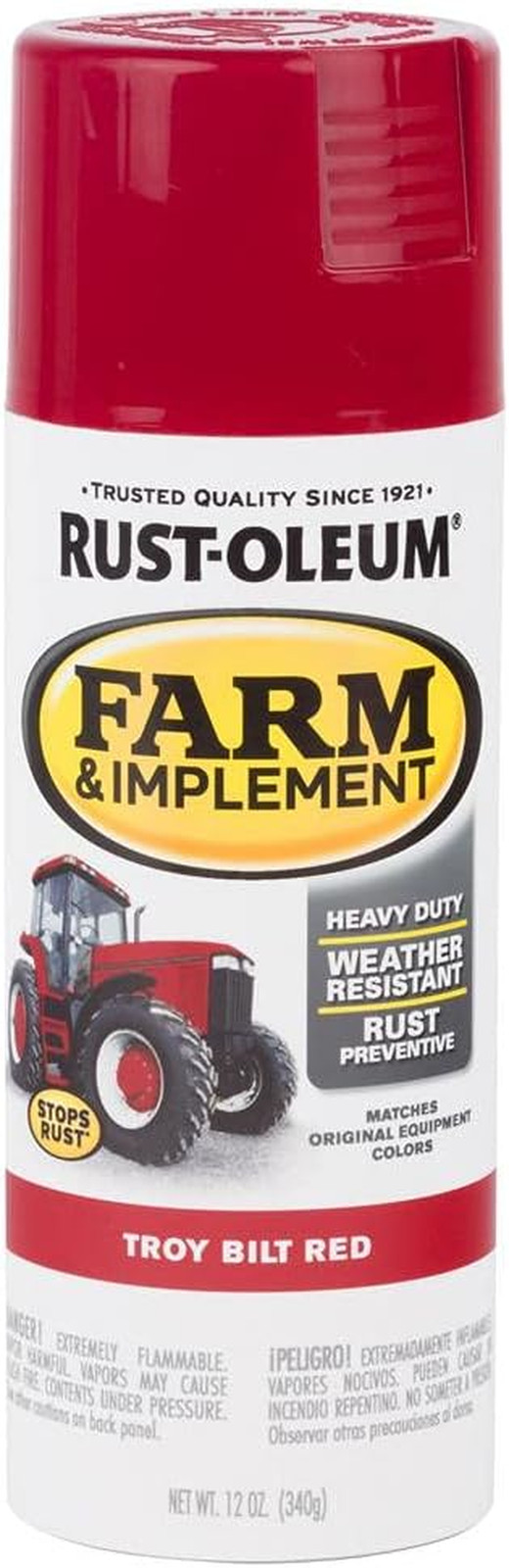 Rust-Oleum 303473 Farm & Implement Spray Paint, 12 Oz, Gloss Troy Bilt Red, (Pac