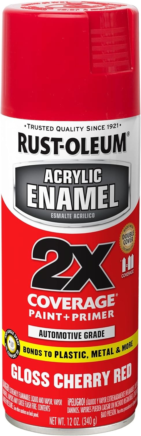 Rust-Oleum 2X Gloss Cherry Red Spray Paint 12oz, Durable Finish