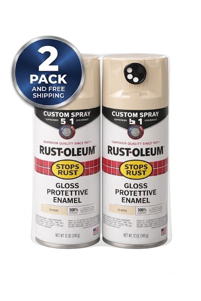 (2 pack) White, Rust-Oleum Stops Rust Custom 5 in 1 Satin Spray Paint, 12 oz
