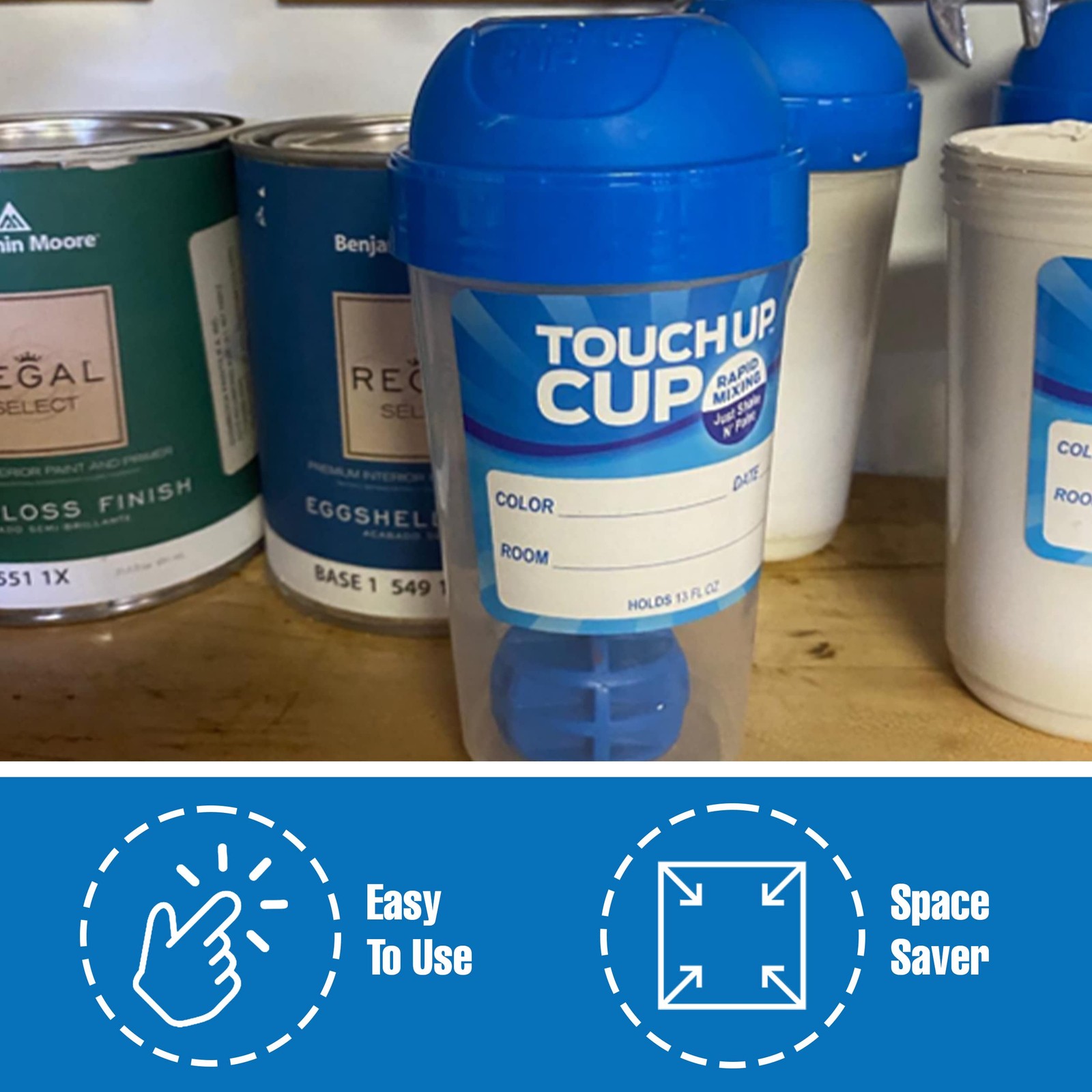 Plastic Paint Storage Containers with Lids, 13 oz, Pack of 2 for Leftover Paint