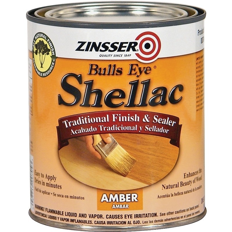 Zinsser 704H Shellac, Mid-Tone, Amber, Liquid, 1 qt, Can