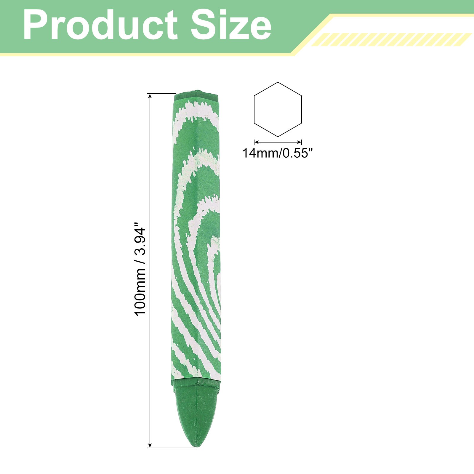 Lumber Marking Crayons, 6 Pcs Green Hex Wax Tire Marker, 4″ x 0.55″