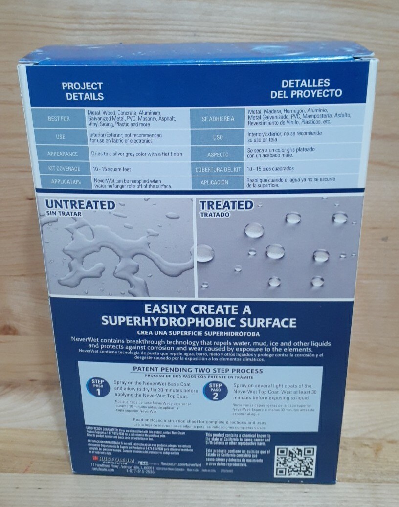 RUSTOLEUM BRIGHT SILVER GREY NEVER WET MULTI-SURFACE KIT 2- 9z cans repelling!!