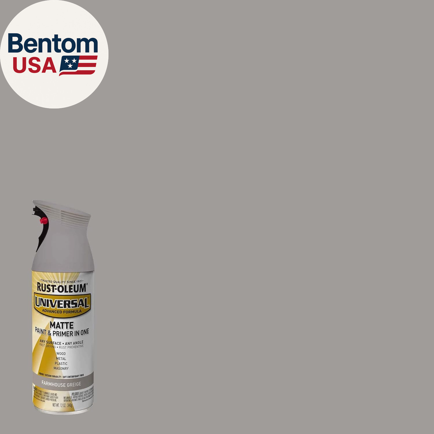 376724 Universal All Surface Spray Paint, 12 Oz, Matte Farmhouse Greige
