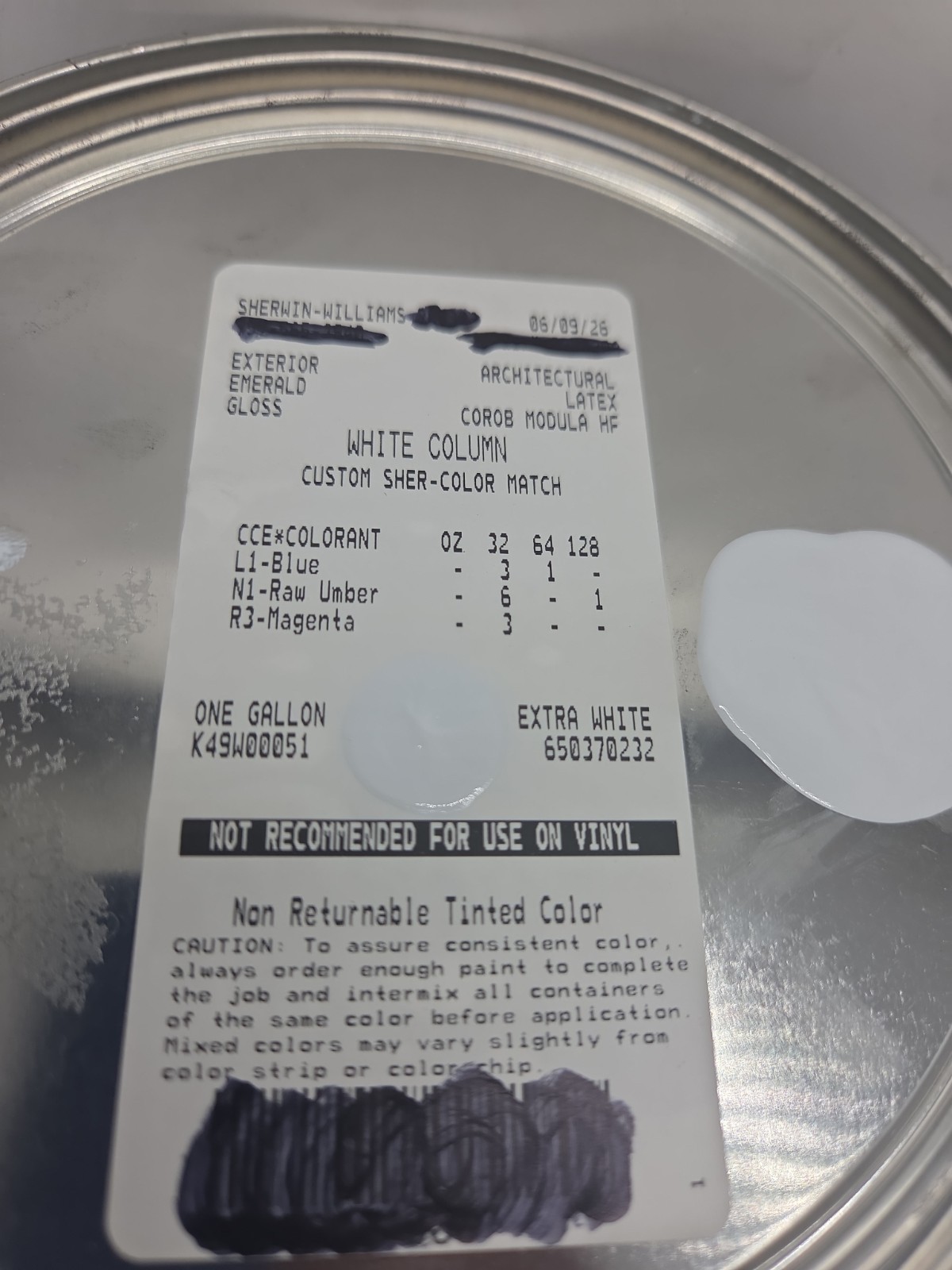 1 Gallon Sherwin Williams Emerald Exterior Gloss Color White Column