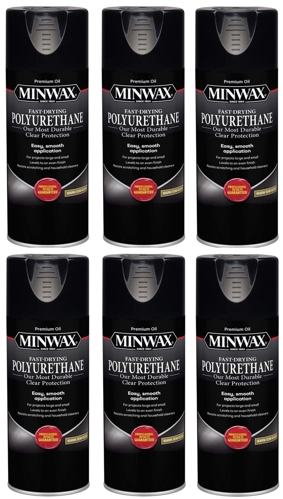 Minwax 33055 11.5 oz Warm Semi-Gloss Polyurethane Aerosol Spray – Pack of 6