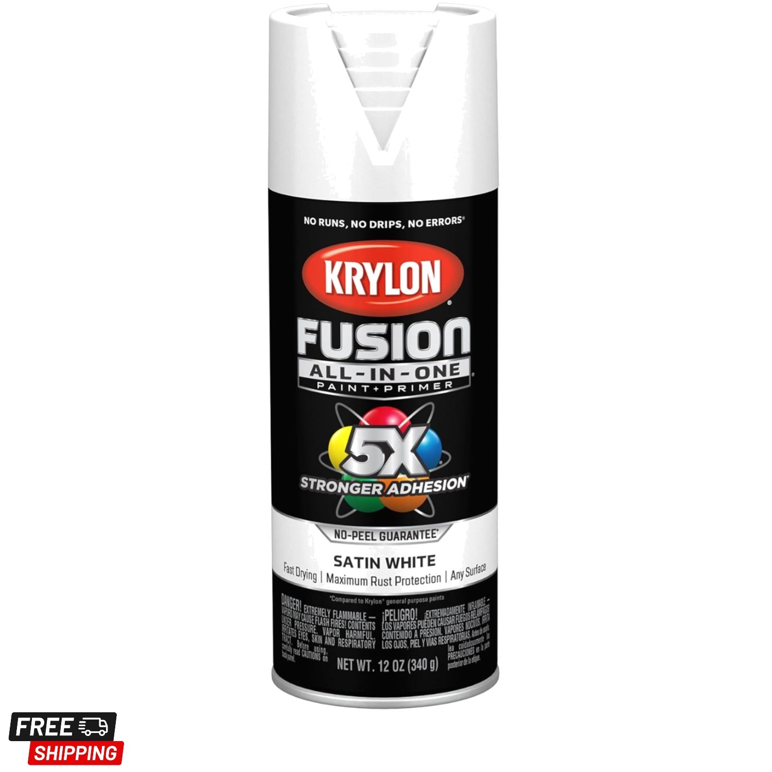 Fusion All-In-One Adhesive Spray Paint for Indoor/Outdoor Use, 12 oz, White