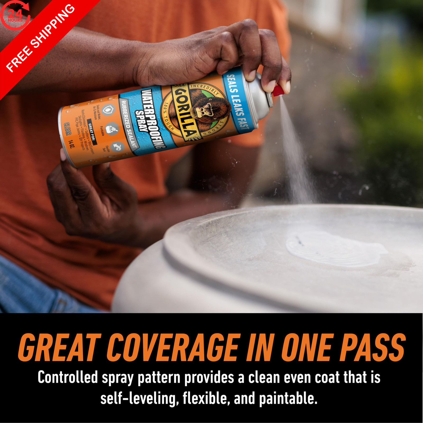 Gorilla Waterproofing Spray Clear, Flexible Rubberized 2 – Pack, Clear