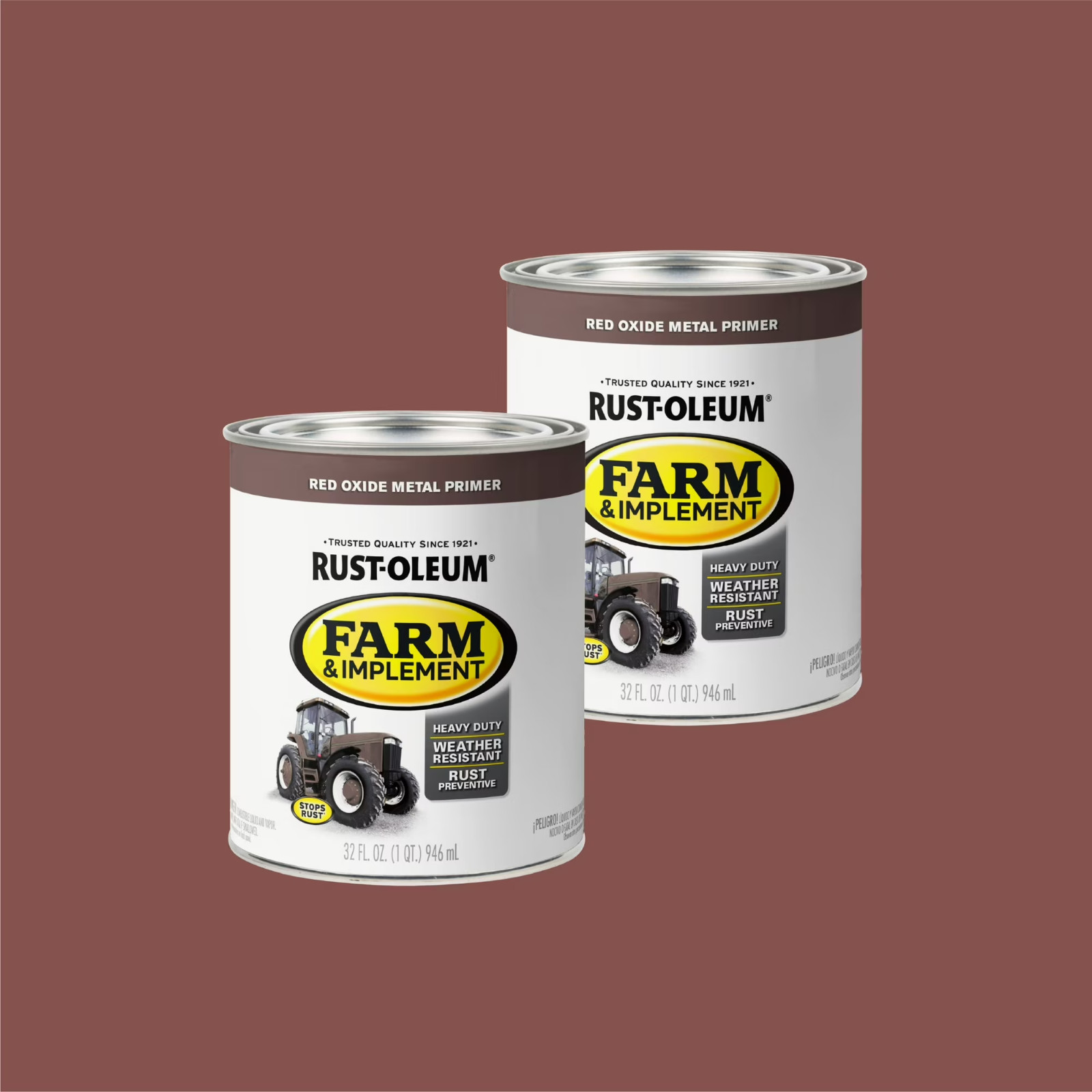 2 Pack Red Oxide Metal, Rust-Oleum Flat Specialty Farm and Implement Primer 1 Qt