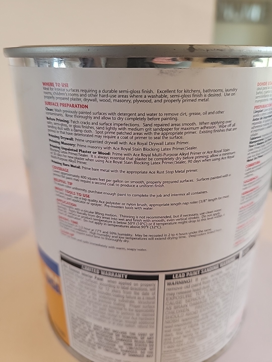 ACE Hardware Essence Semi Interior Wall& Trim Paint 186 A320 Midtown Base 31 oz