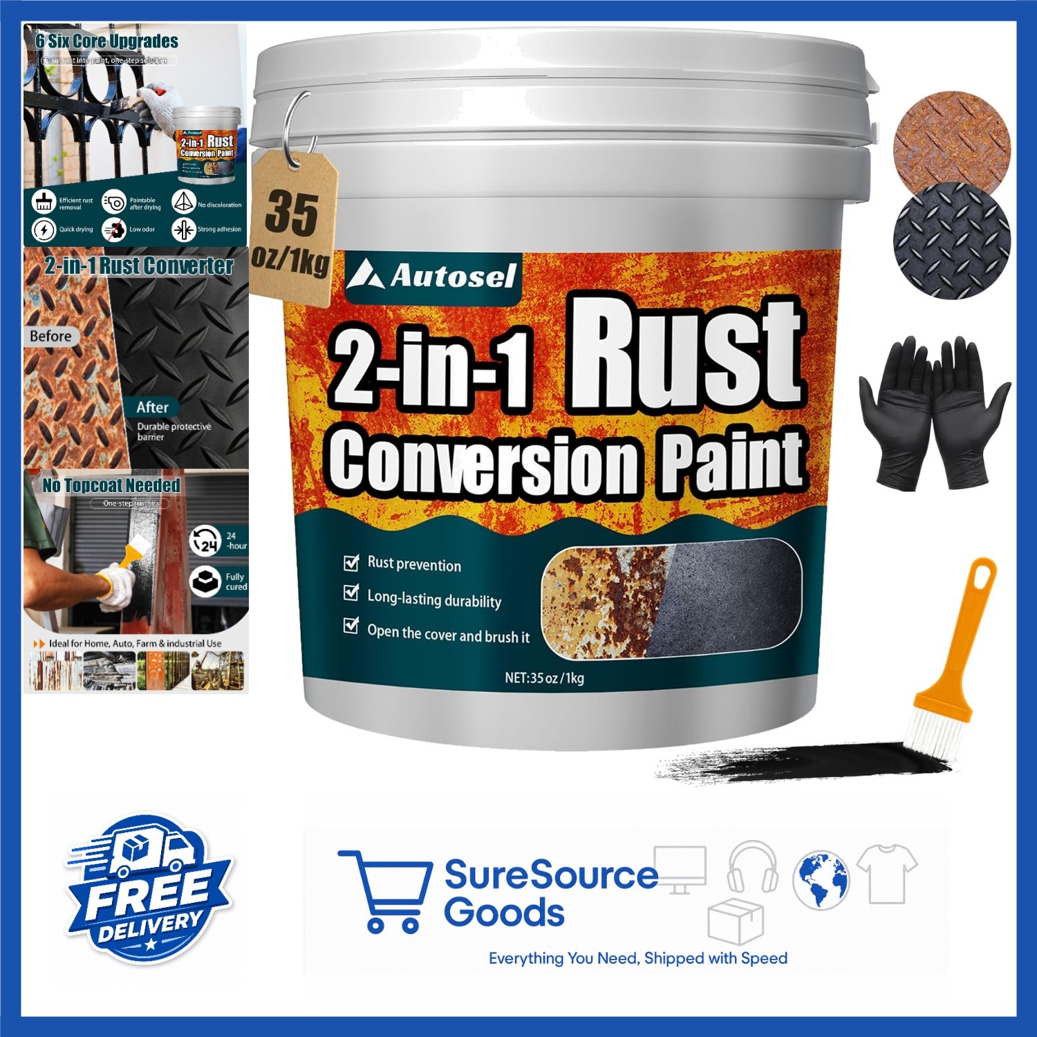 Heat-Resistant Rust Inhibitor Paint 35 oz Black for Automotive Marine Industrial