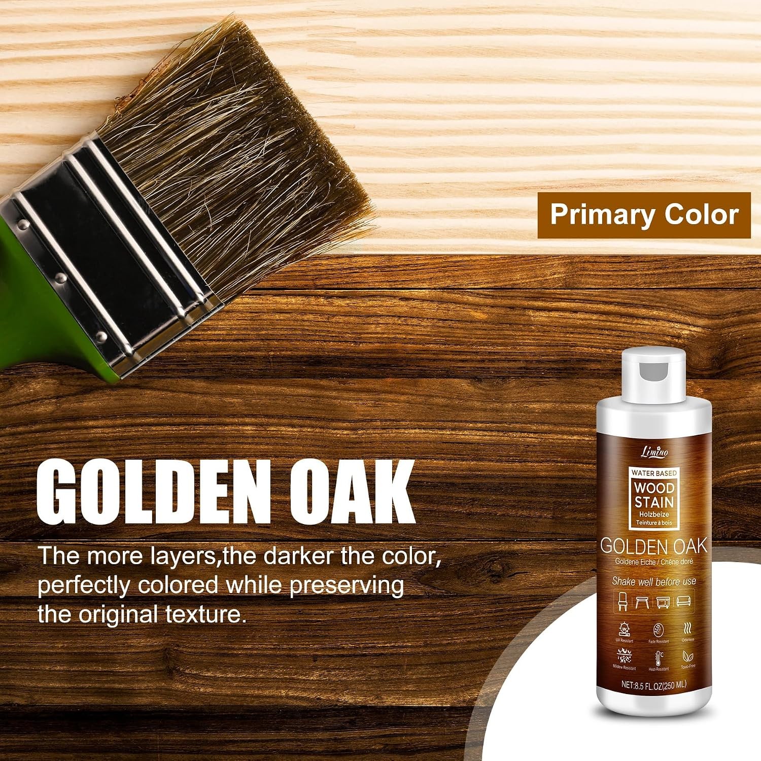 Golden Oak Water Based Wood Stain Waterproof Varnish for Indoor Outdoor