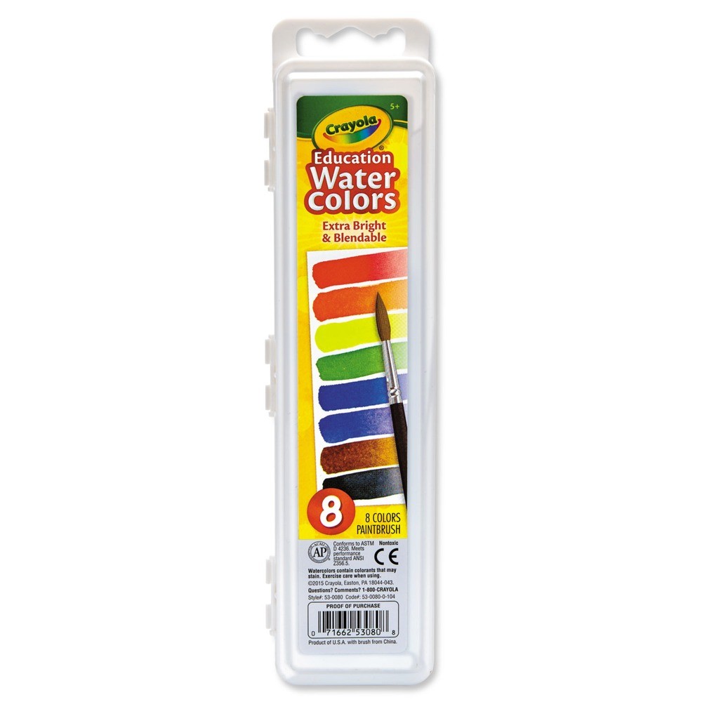 Crayola 530080 Palette Tray Watercolors – 8 Assorted Colors New