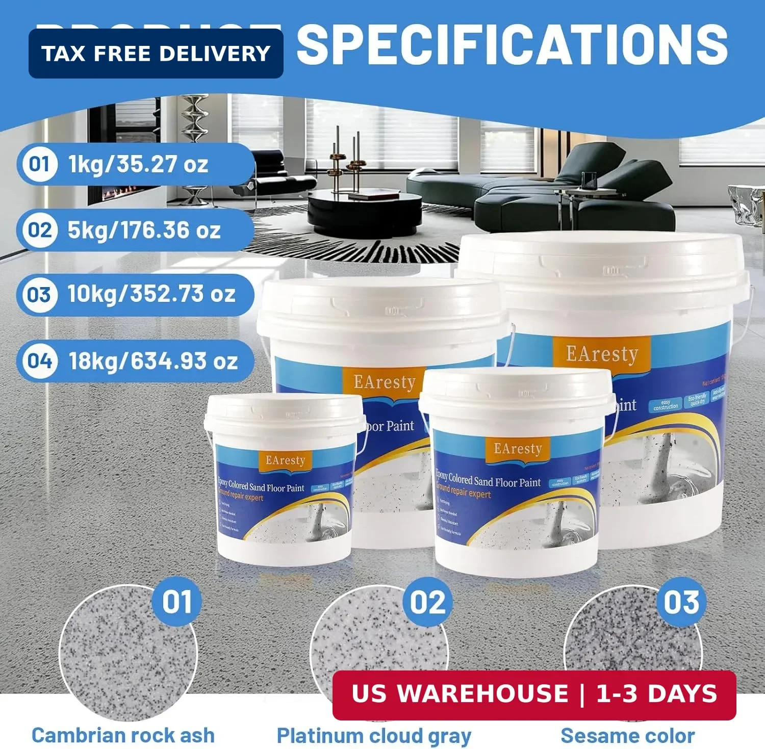 Epoxy Colored Sand Floor Paint, Epoxy Floor Paint For Concrete, High-Gloss Self-
