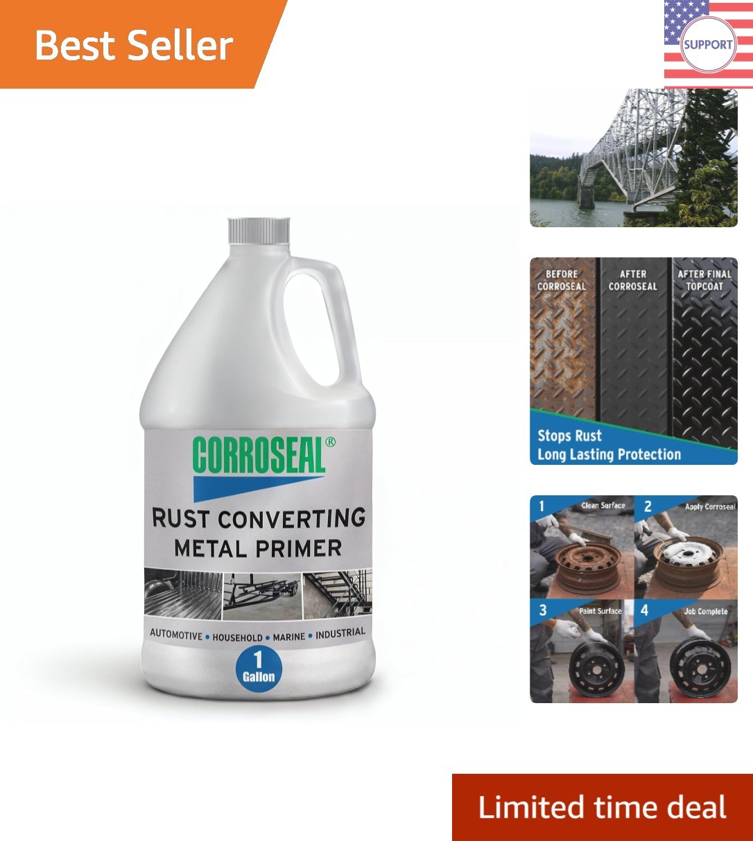 Industrial Strength Rust Converter & Primer – 1 Gallon Protects Metal Equipment