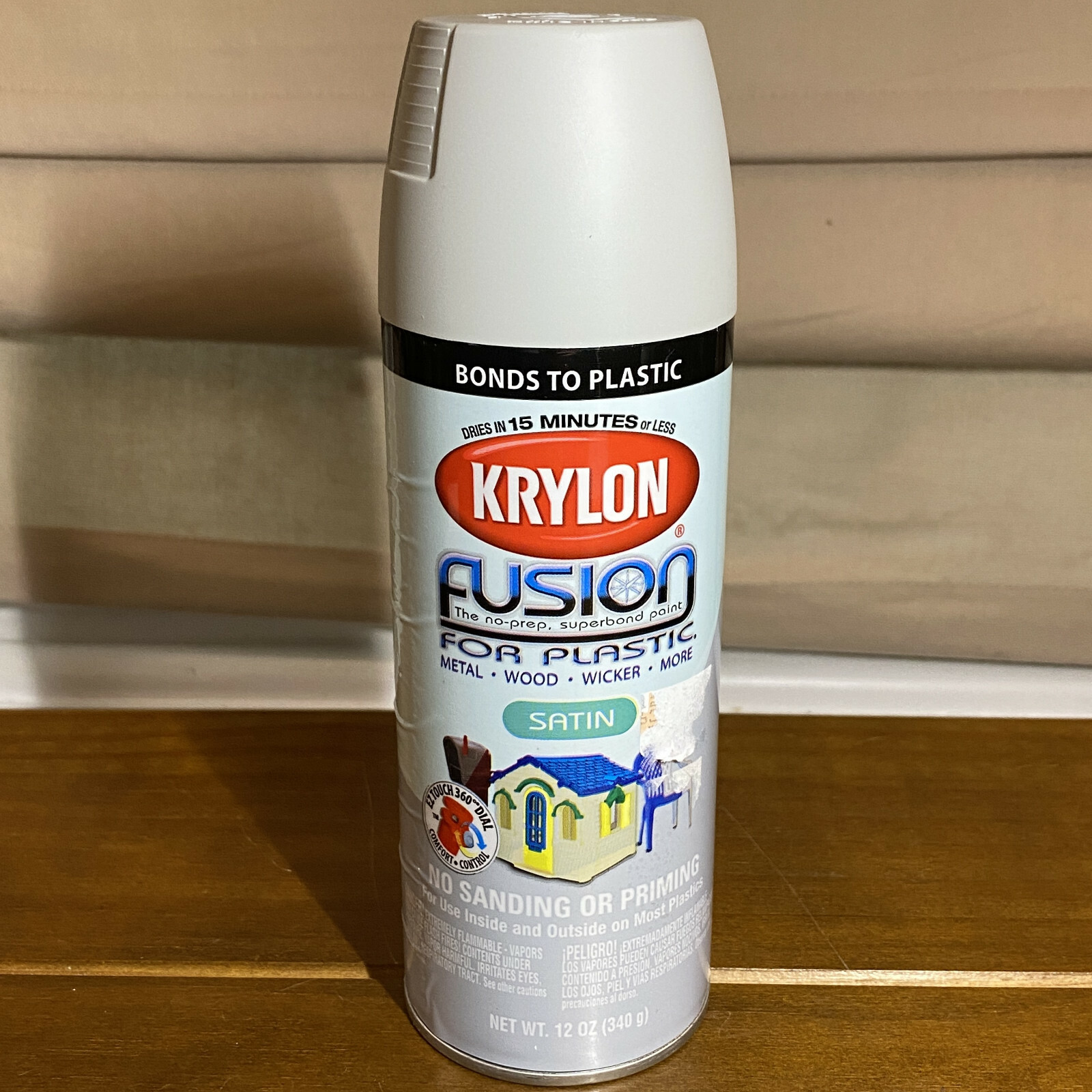 2 Cans Krylon Fusion for Plastic Satin Pewter Gray Plastic Paint K02439007 12oz
