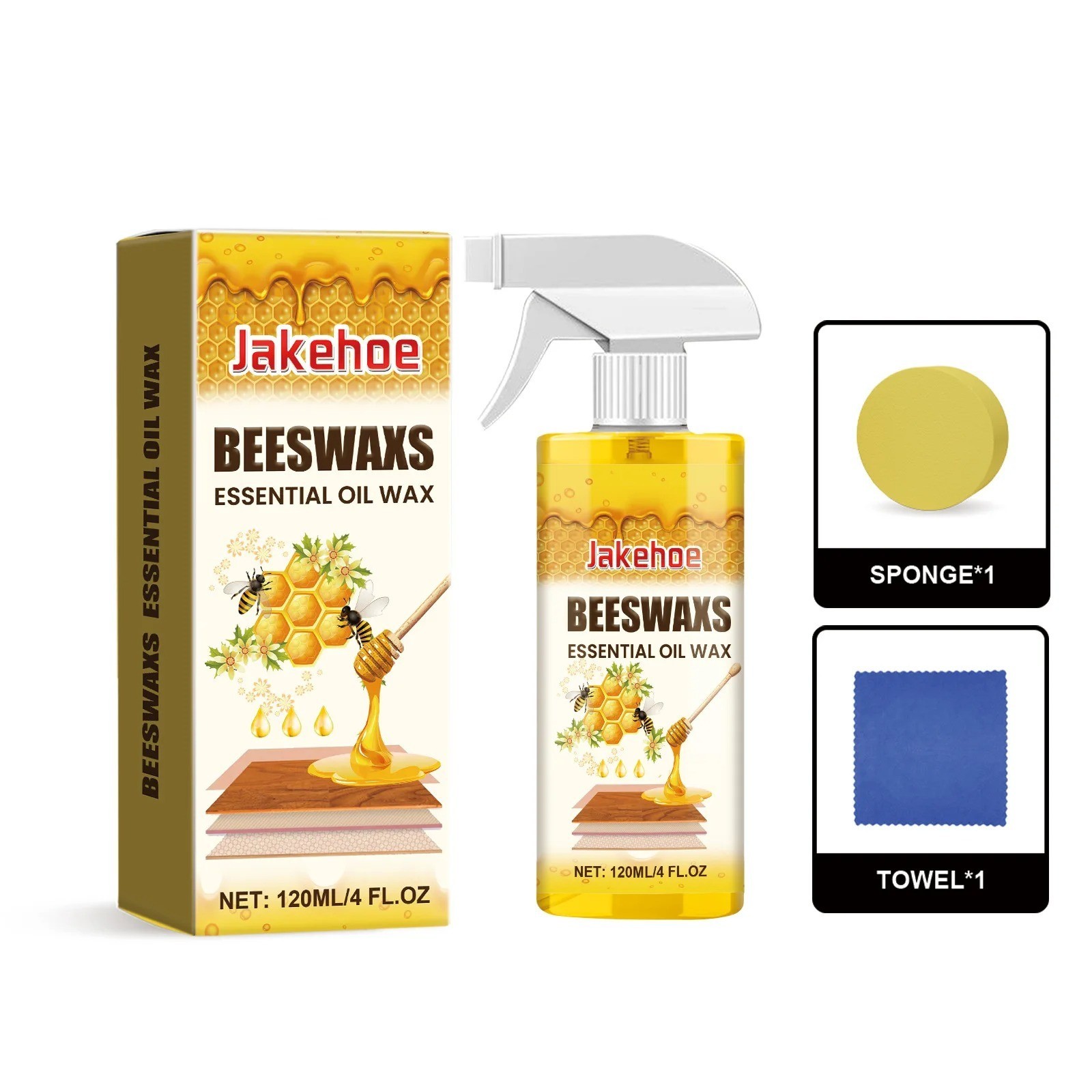 Jakehoe Beeswax Spray Furniture Care Wooden Floor Protect Home Cabinets 120ml