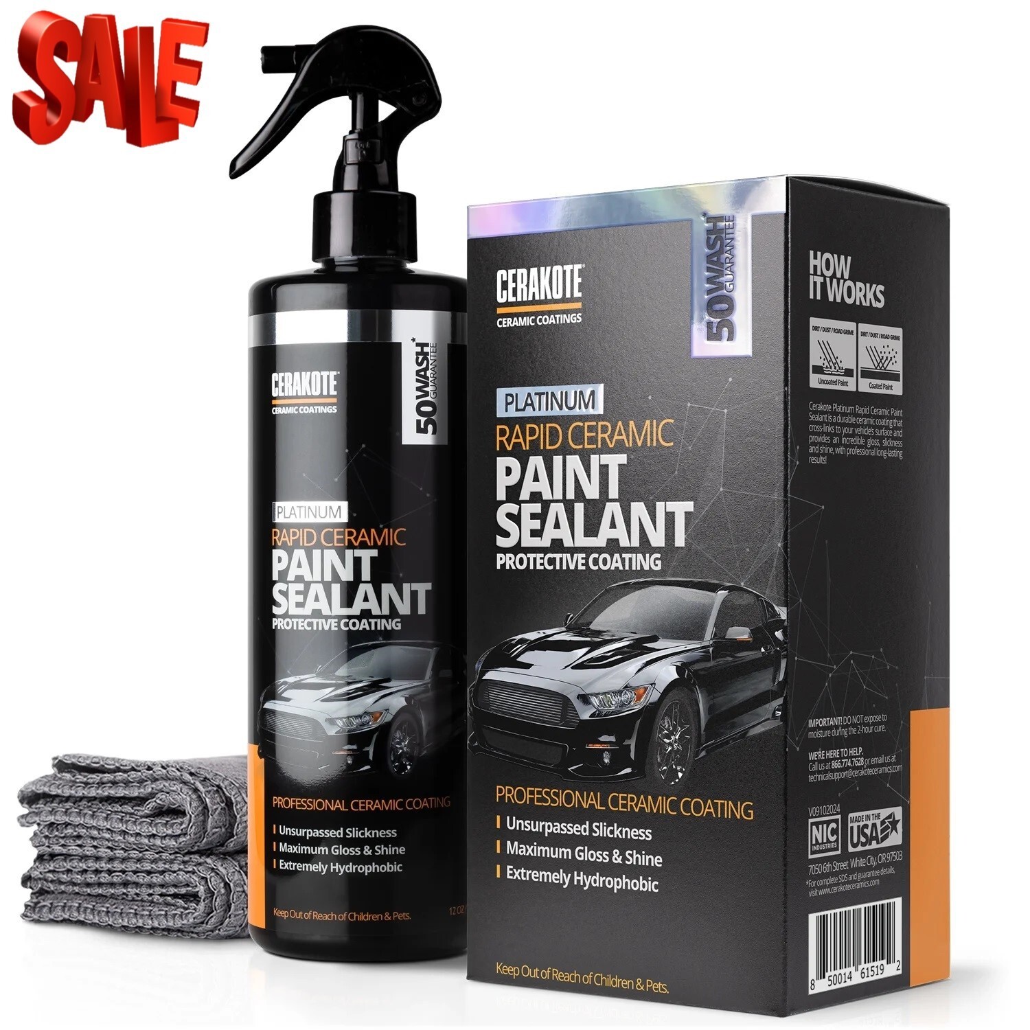 Platinum Rapid Ceramic Paint Sealant Spray, Ceramic Coating for Cars – 12 fl oz