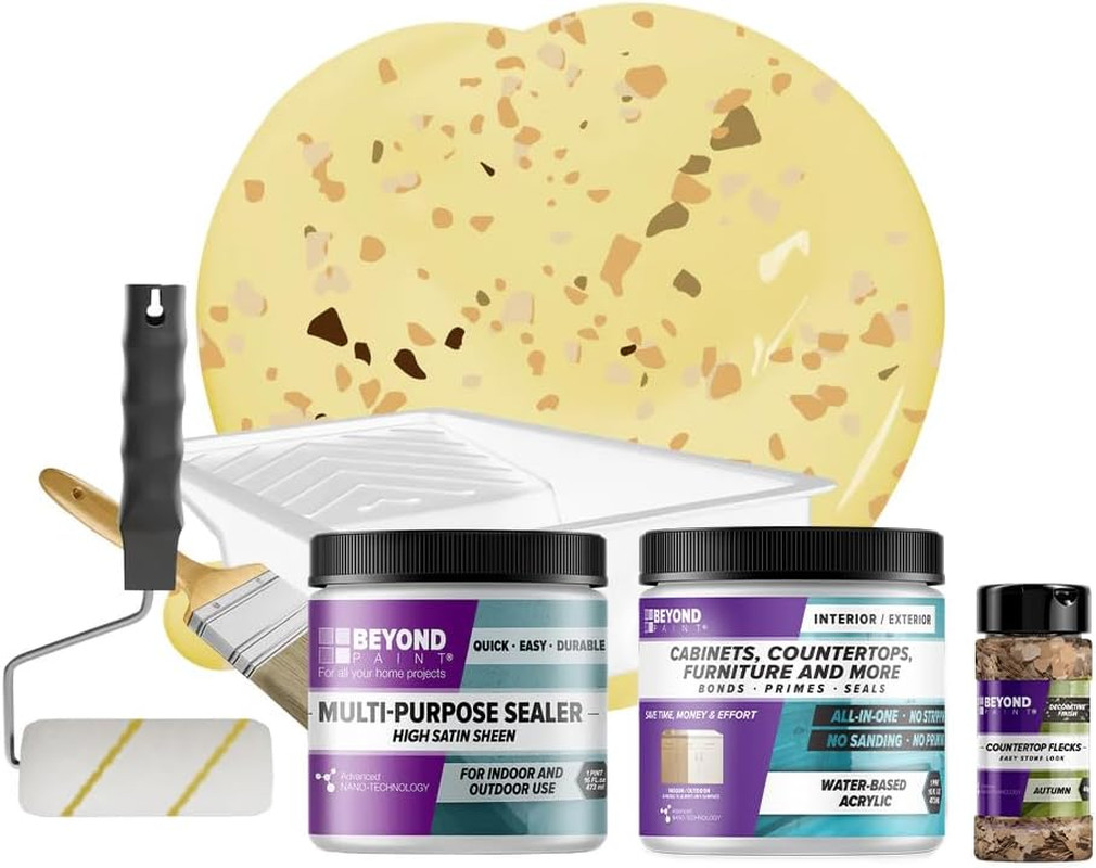Countertop Makeover Kit with Paint, Sealer, Flecks and Tools for Countertops, Bu