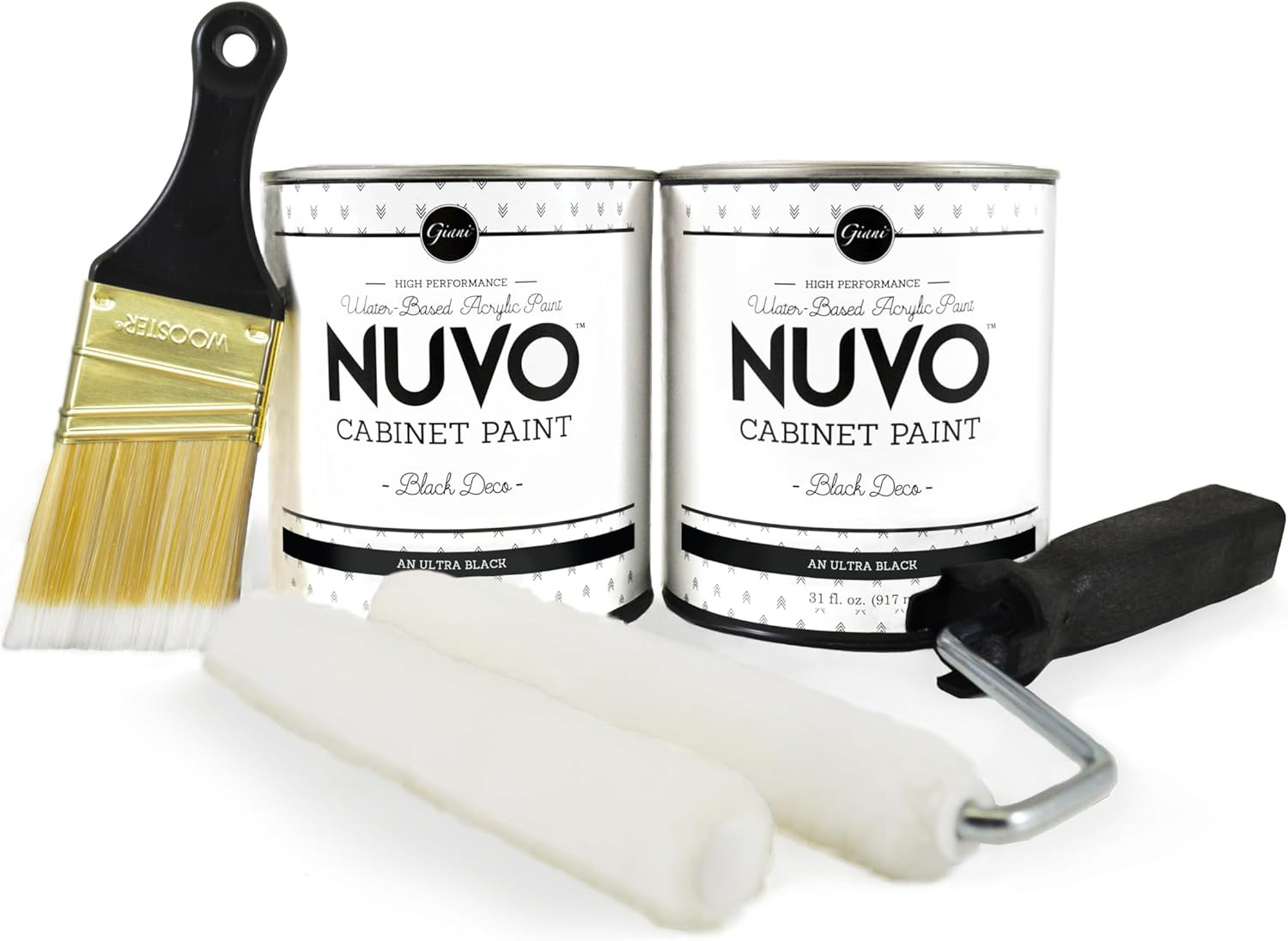 Black Deco Cabinet Makeover Kit – Easy DIY 7-Piece Set, Bold Ultra Black, Long-L