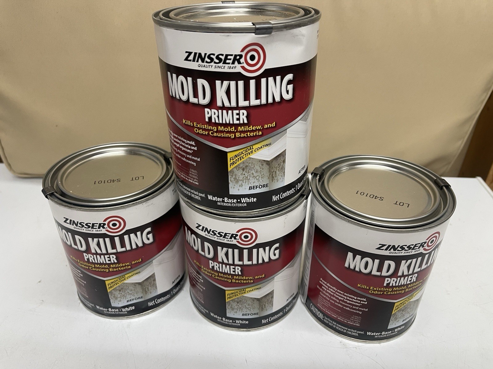 Four Quarts – 276087 White , Mold Killing Primer Water-Based Mold Killing Primer