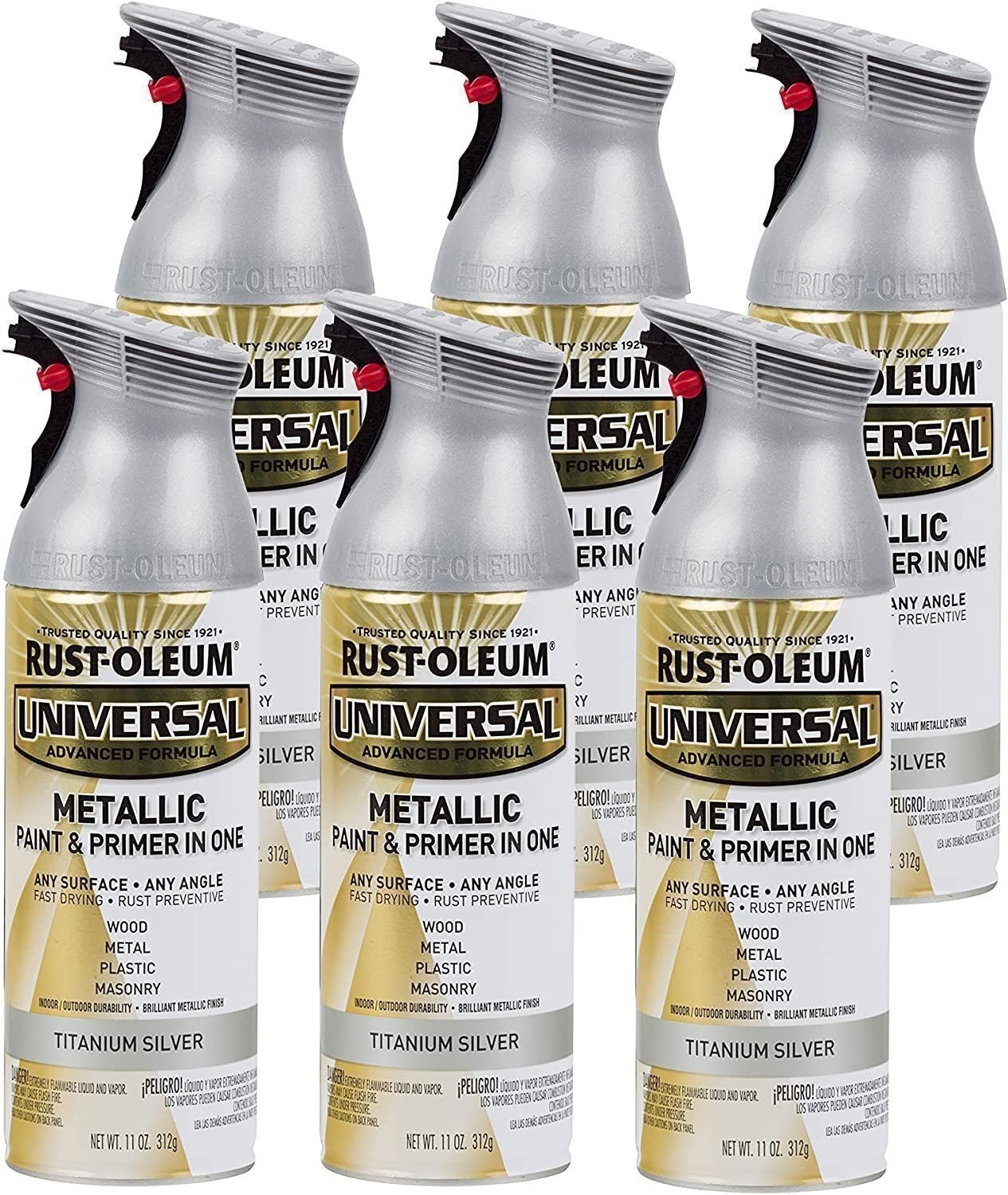 Rust-Oleum 249132-6PK Universal All Surface Metallic Spray Paint, 11 oz, Aged…
