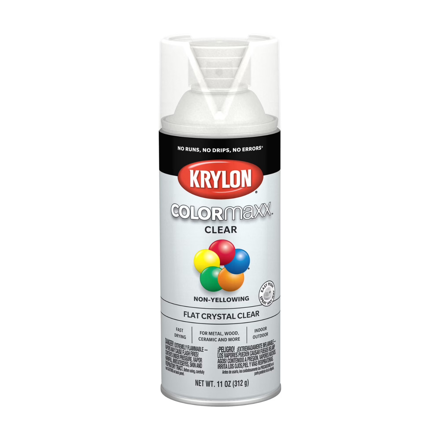 Krylon COLORmaxx Flat Acrylic Spray Paint, Crystal Clear, 11 oz, 5 Pack