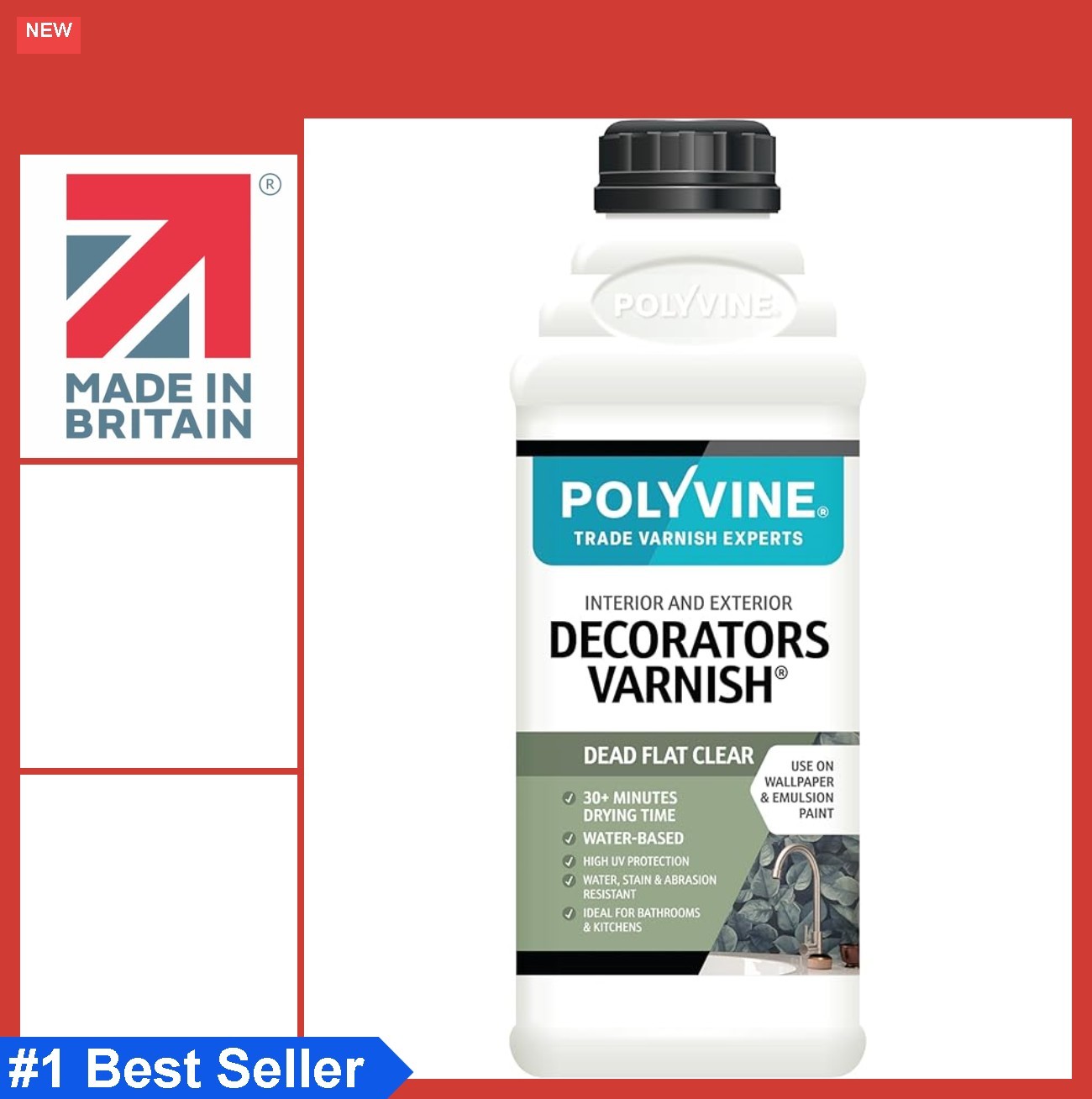 Dead Flat Varnish Quart 1 Liter Water Based Low Odor Quick Drying for Emulsion