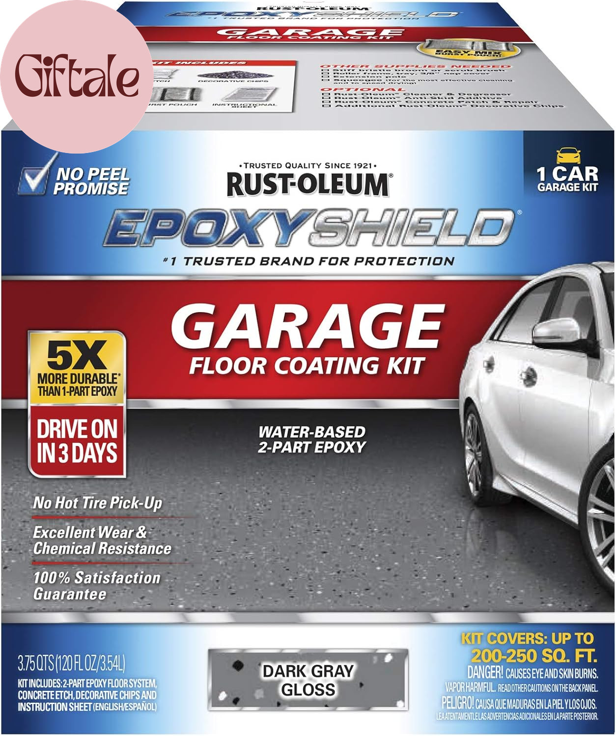 327081 EPOXYSHIELD Garage Floor Coating Kit, 1 Car, Gloss Dark Gray
