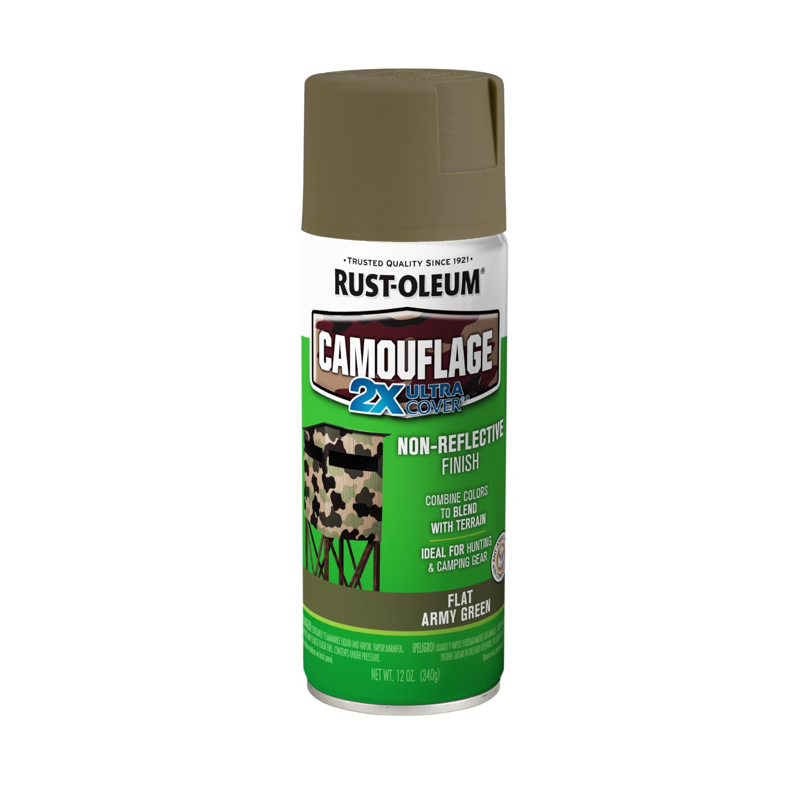 Rust-Oleum 279176 Camouflage 2X Ultra Cover 12 Ounce (Pack of 1), Army Green