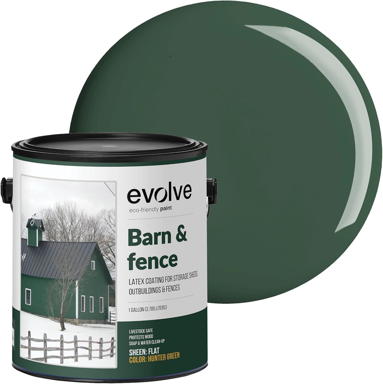 Durable 1 Gallon Flat Hunter Green Paint for Fences & Barns – Waterproof Coating
