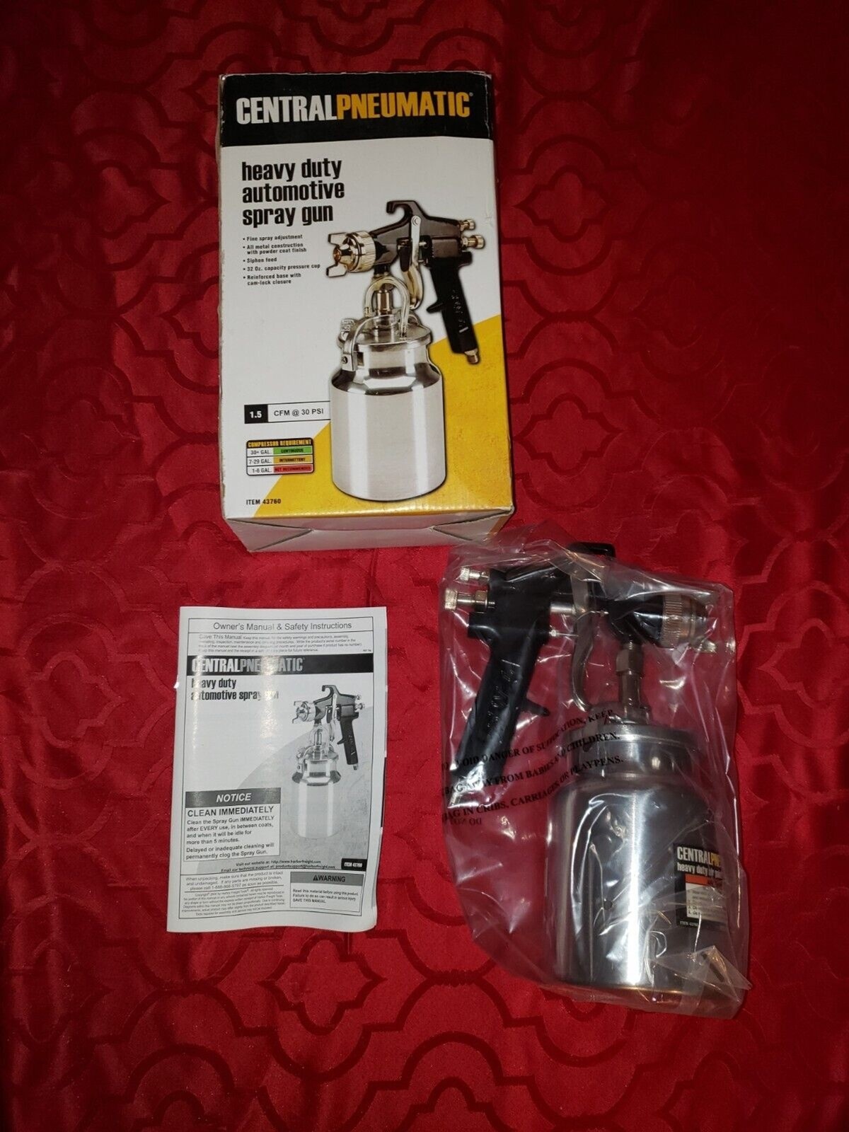 NEW Central Pneumatic 32 oz. Heavy Duty Automotive Air Spray Gun