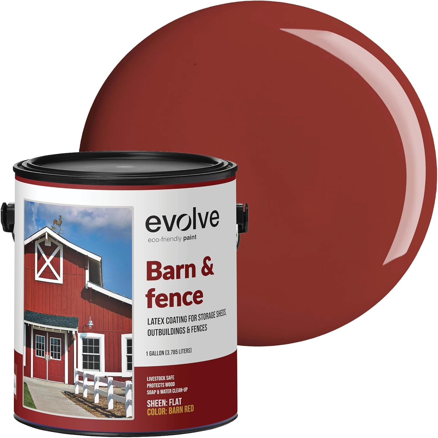 Barn & Fence Paint, Flat (Black), 1 Gallon – Durable Scratch-Resistant Wood Coat