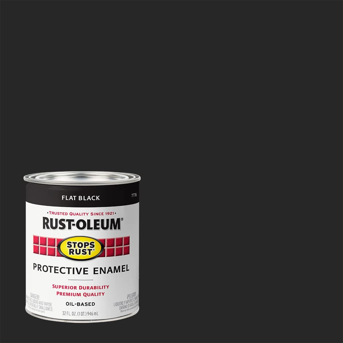 7776502 Stops Rust Brush on Paint, Quart, Flat Black, (Pack of 1)