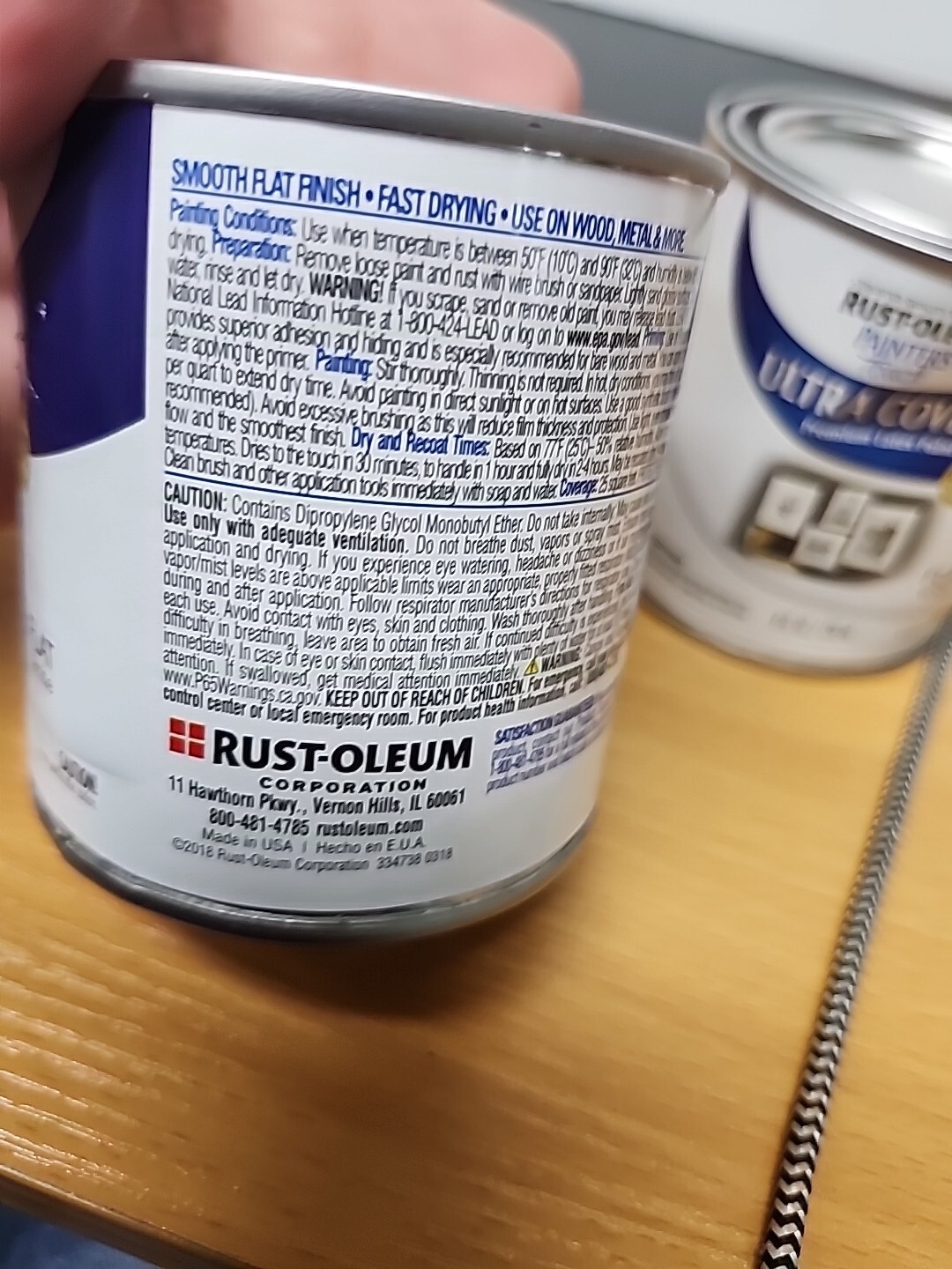 2 Rust-Oleum Painters Touch Flat White Water-Based Ultra Cover Paint Int/Ext 8oz