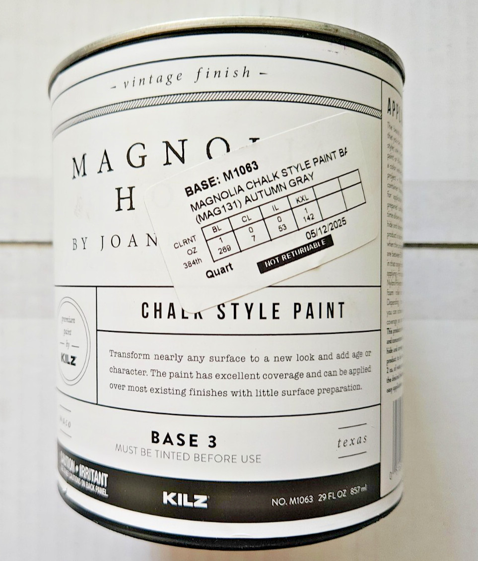 Magnolia Home Joanna Gaines Water-based Tintable Low Odor Chalk Chalky Paint Qt