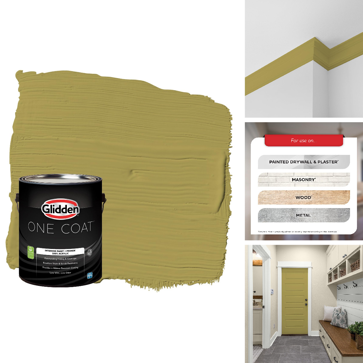 Glidden Interior Paint Premiumr Green Interior Paint /Gremlin One Coat Semi-Glos