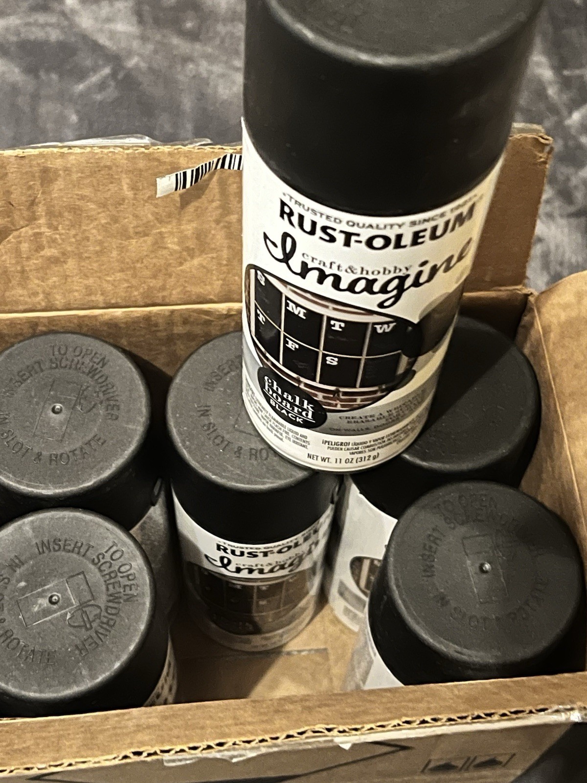 6 Pack Black Rust-Oleum Craft & Hobby Matte Imagine Chalkboard Spray Paint 11oz.