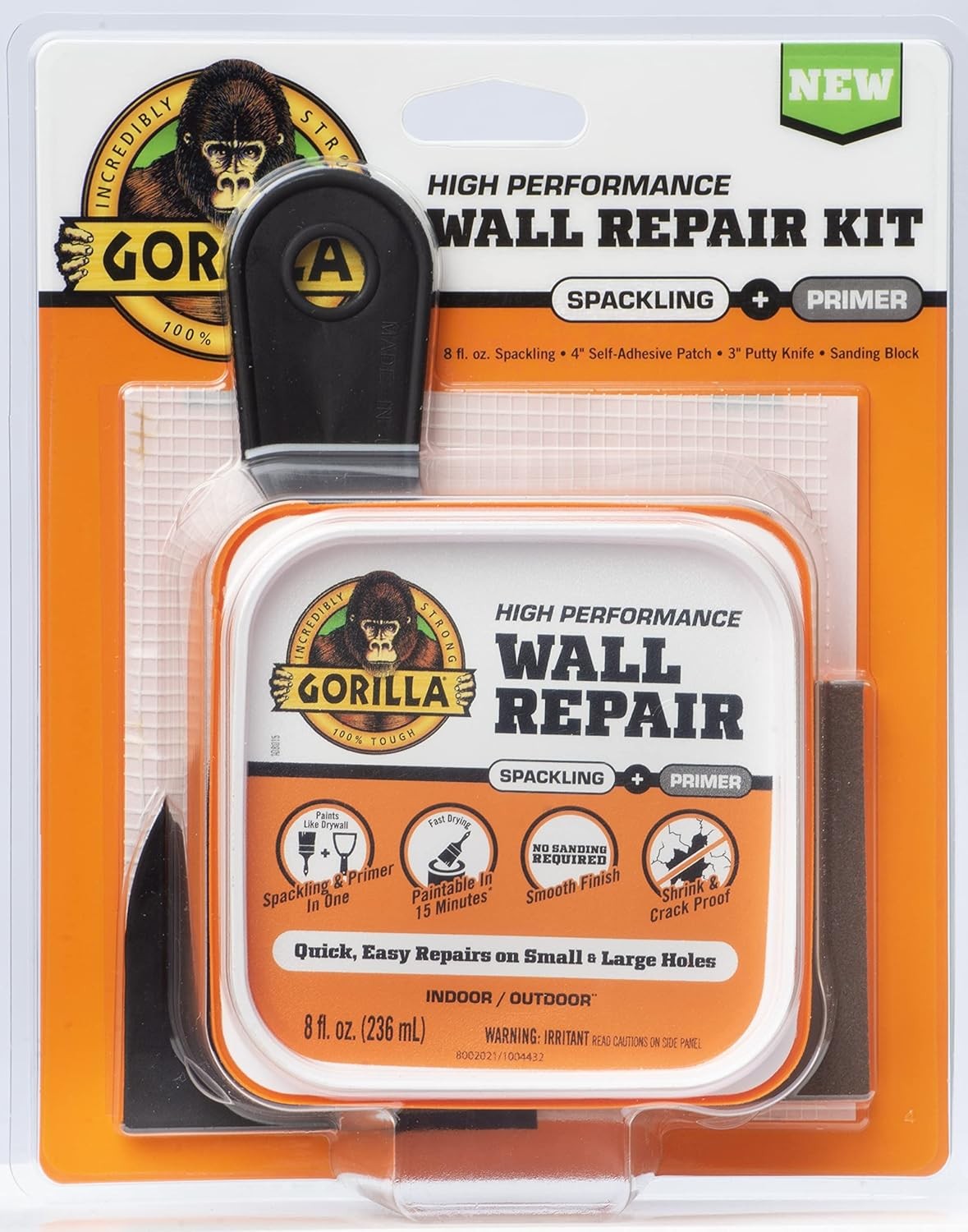 Gorilla Heavy Duty Wall Repair Kit Spackling + Primer White Hole Filler Kit
