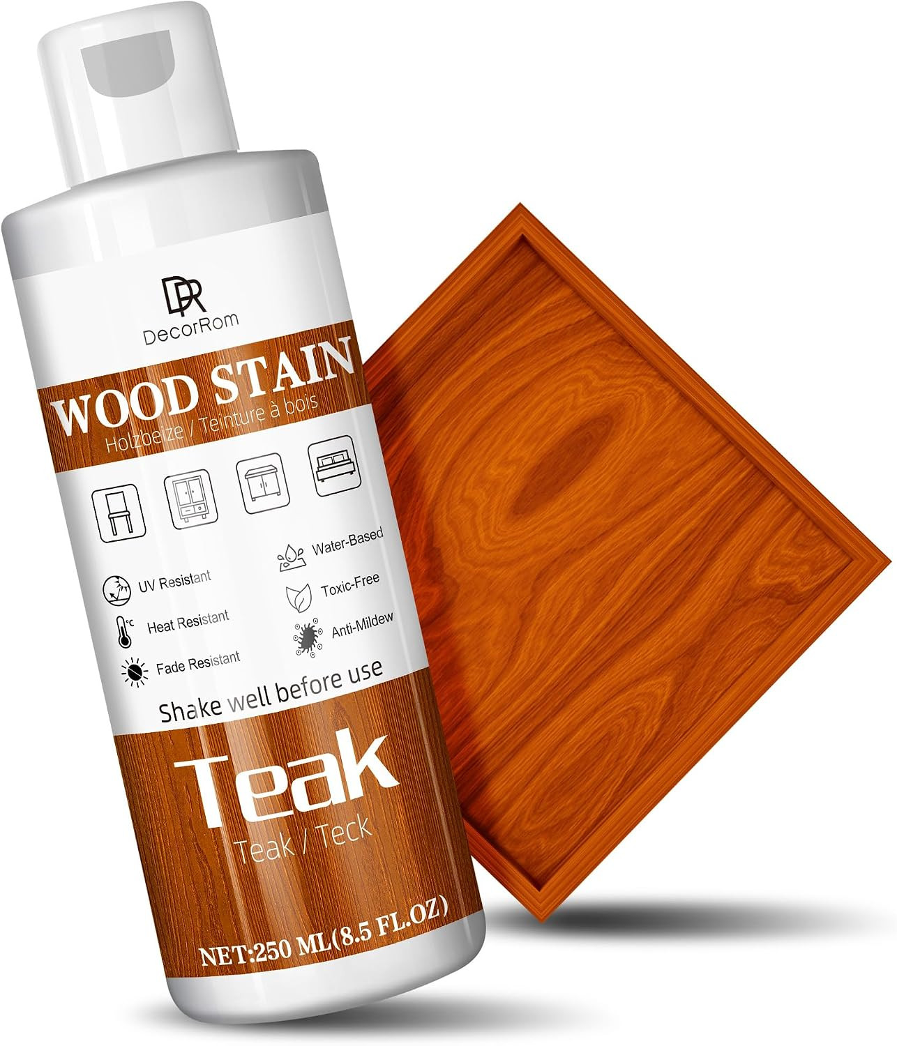 Teak Wood Stain, 8.5Oz Water Based Wood Stain, Matte Wooden Fast Drying Curing