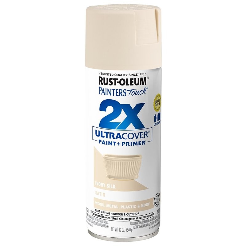 Rust-Oleum Painter’s Touch 2X Ultra Cover 334073 Spray Paint, Satin, Ivory Silk,