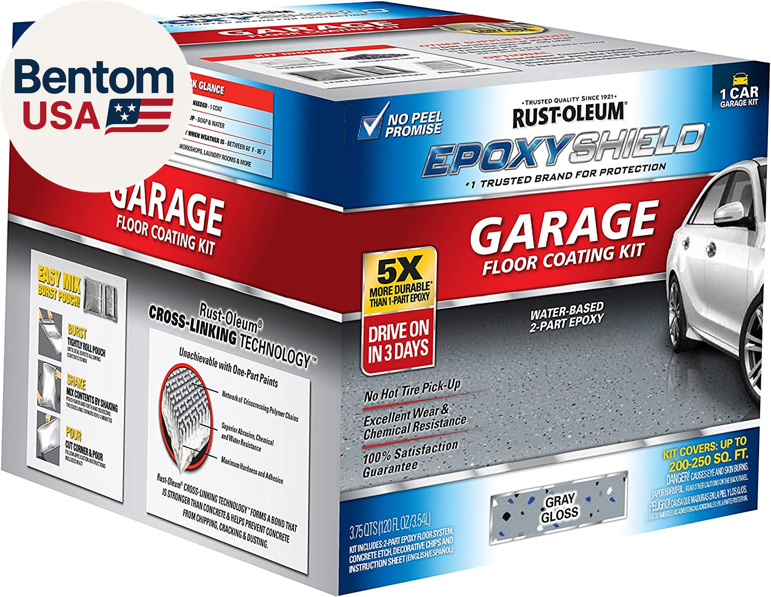 251965 EPOXYSHIELD Garage Floor Coating Kit, 1 Car, Gloss Gray