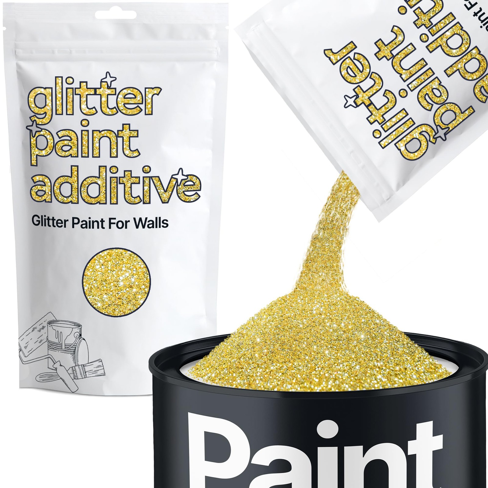 Sand Gold Glitter Paint Additive for Walls 100g / 3.5oz | Glitter Additive Sp…