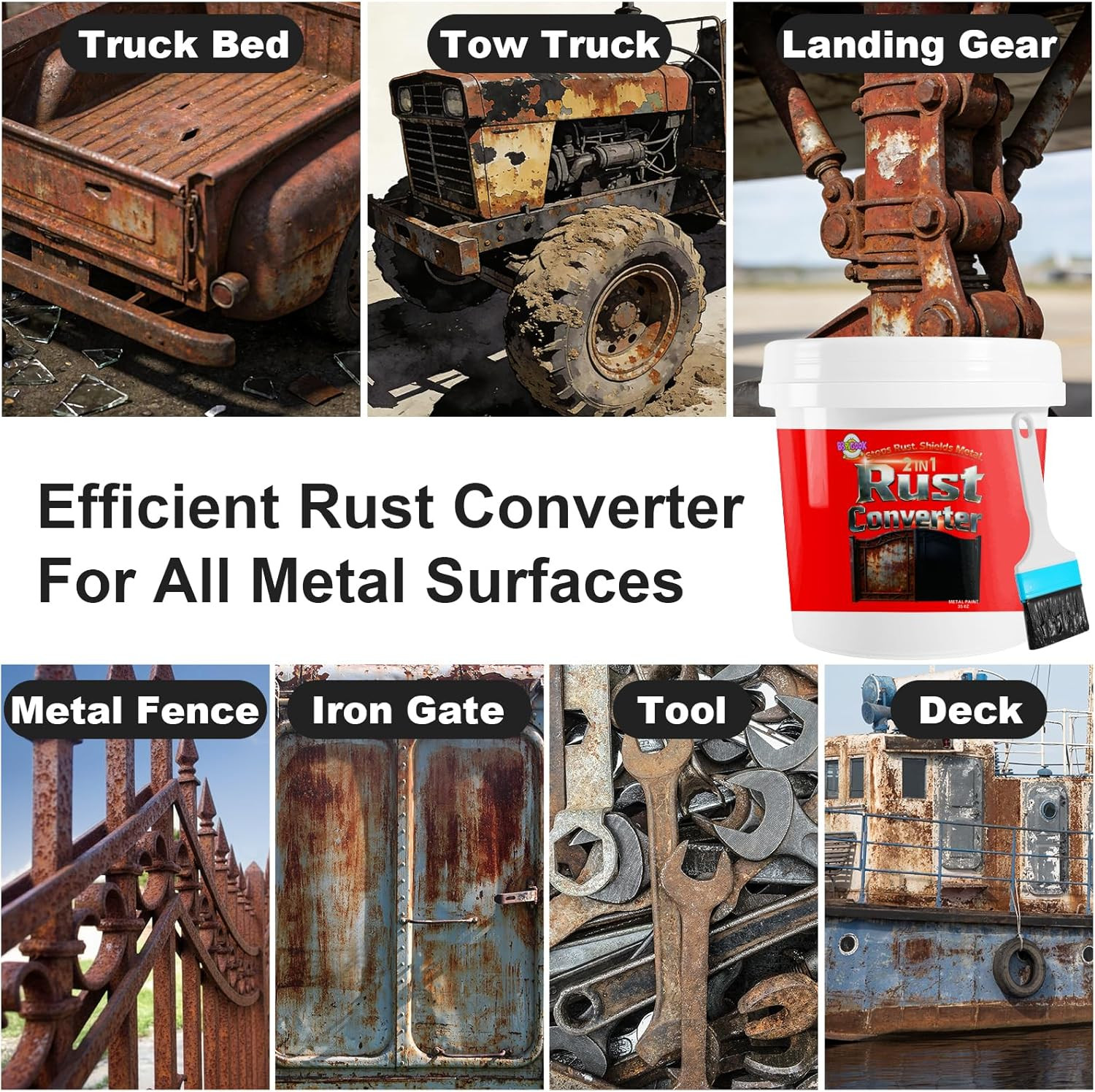 Rust Converter Paint for Metal, 2-In-1 Rust Reformer, Inhibitor & Primer, Water-
