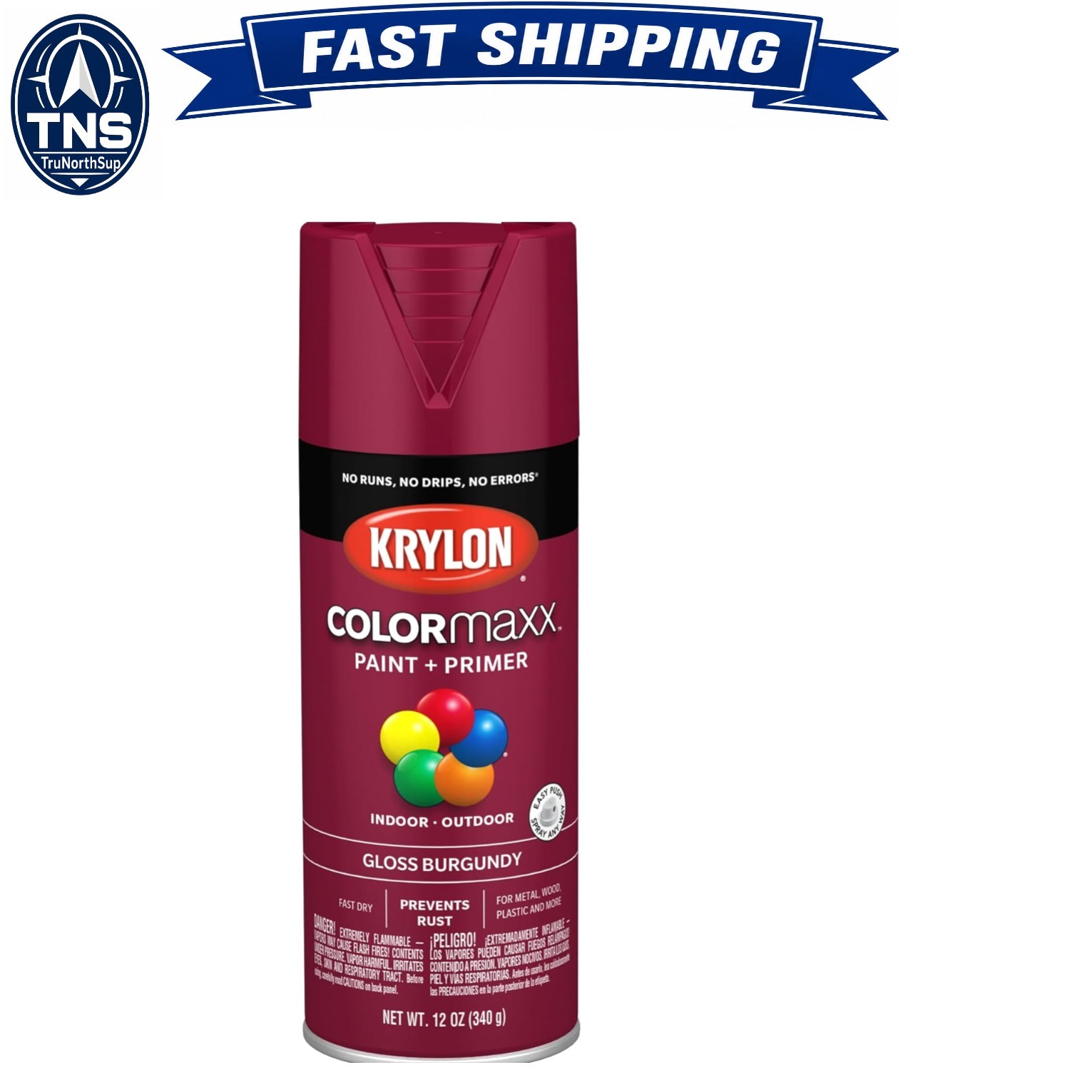 Krylon ColorMaxx Spray Paint and Primer Burgundy 12oz Indoor/Outdoor Gloss
