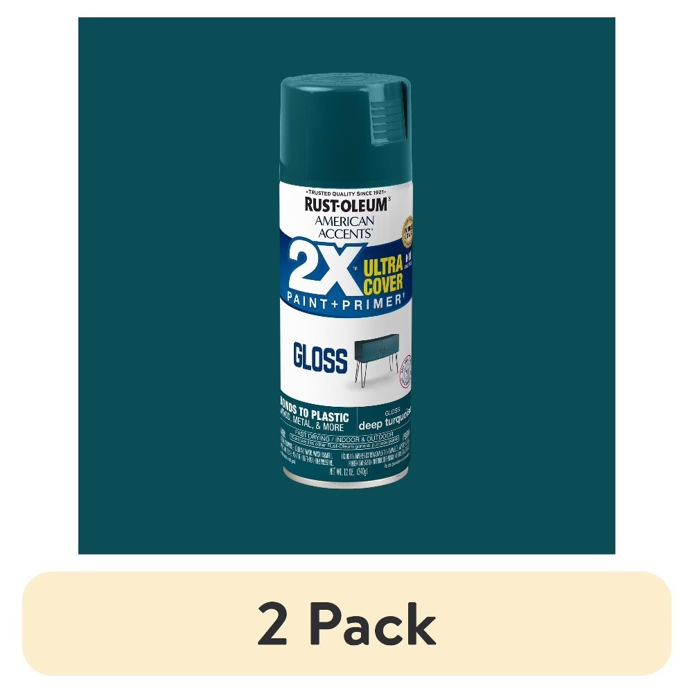 2-Pack Deep Turquoise Gloss Spray Paint Ultra Cover 12 oz